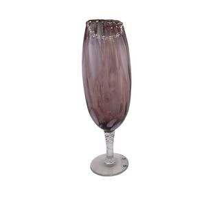 1960 Empoli Art Glass Twist Stem Pedestal Bud Vase - Purple/Dark Amethyst Optic
